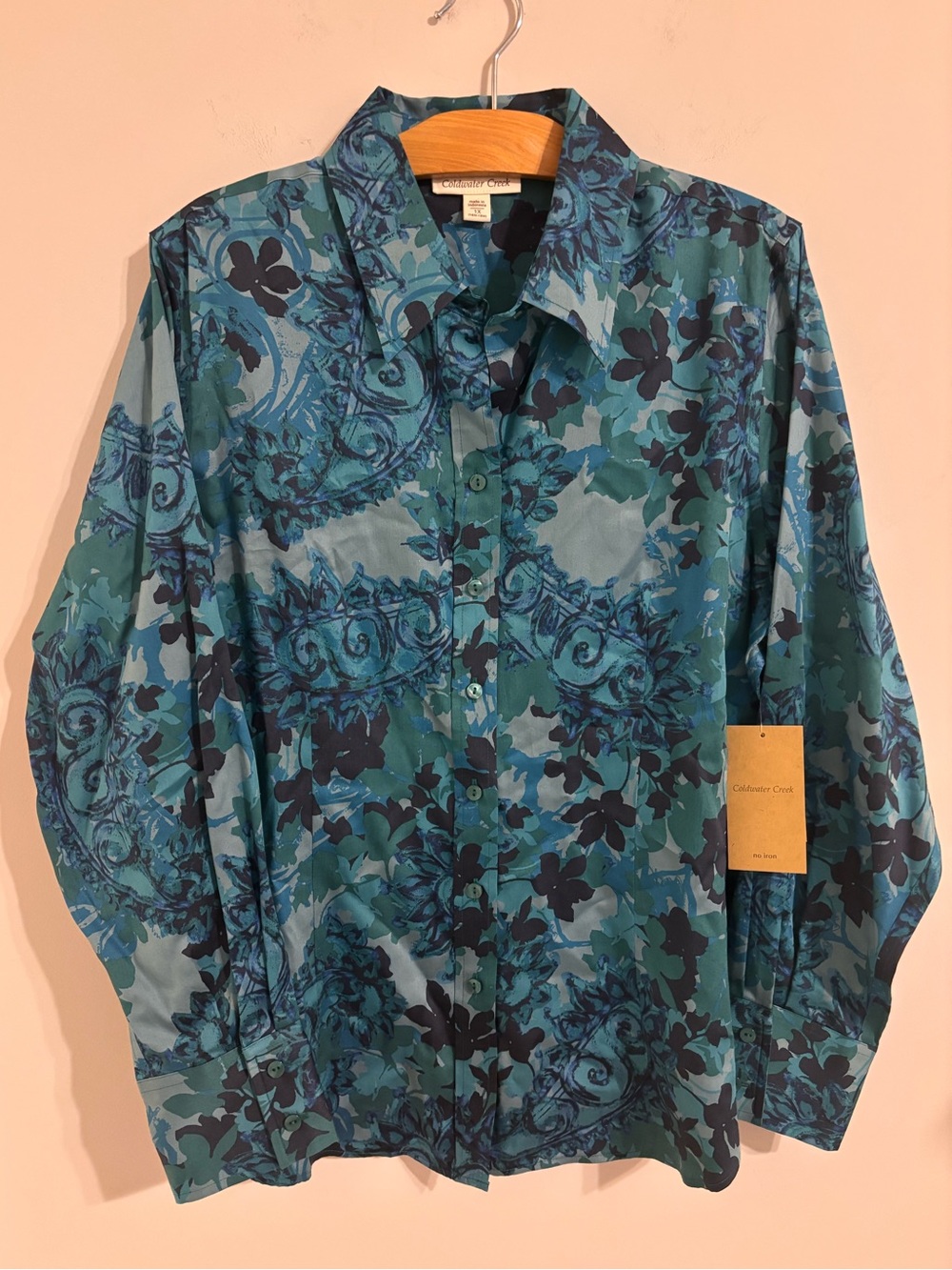 Coldwater Creek NWT FloralPrint Sateen Blouse
